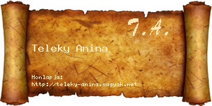 Teleky Anina névjegykártya